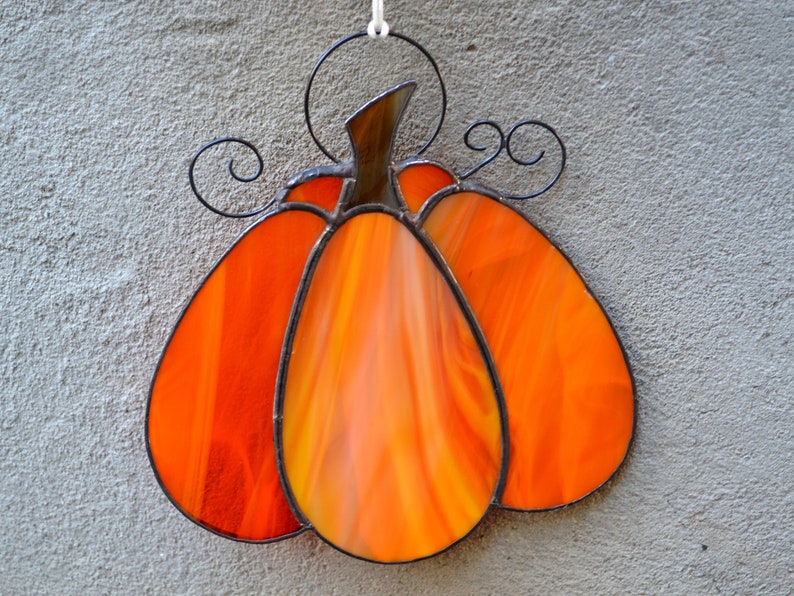 Pumpkin Stained Glass. Stained Glass Pumpkin Suncatcher. - Etsy