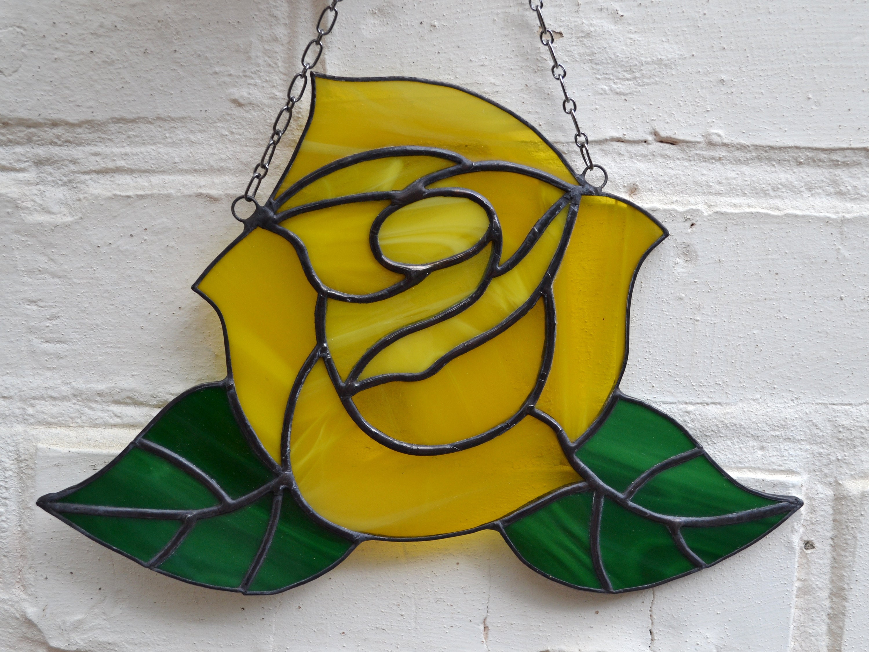 Beautiful Yellow Rose Stained Glass Yellow Rose of Texas | Etsy
