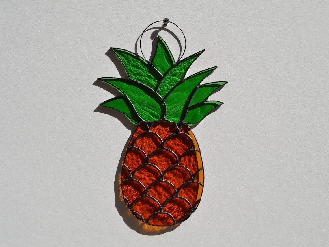 Stained Glass Pineapple Suncatcher. Pineapple Wall Hanging for Etsy