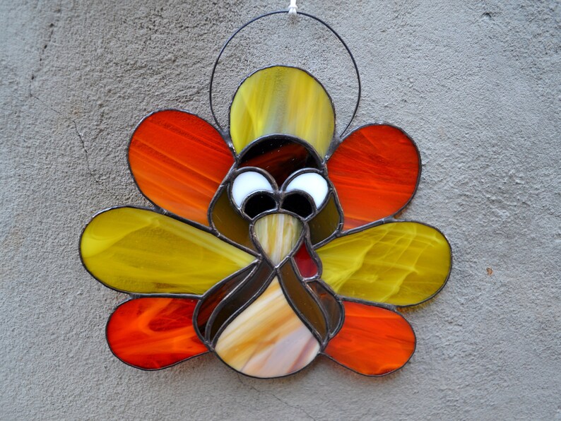 Stained Glass Turkey Suncatcher for Window Hanging Turkey | Etsy