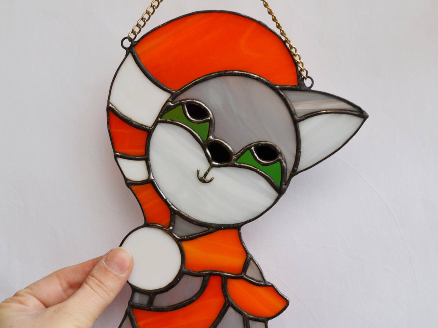 Stained Glass Cat Panel for Window Hanging or Wall Decor Etsy