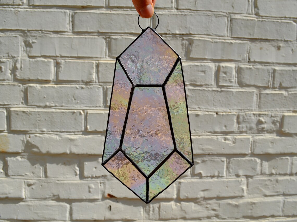 Stained Glass Crystal Suncatcher Iridescent Clear Crystal Etsy
