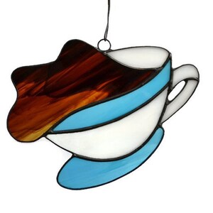 Stained Glass Coffee Cup Suncatcher for Kitchen Decor image 3