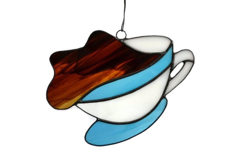 Stained Glass Coffee Cup Suncatcher for Kitchen Decor image 3