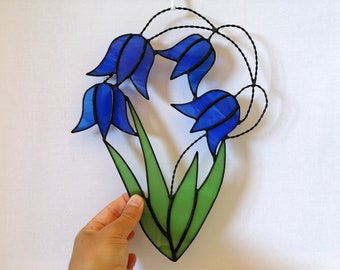 Bluebells Bouquet Stained Glass Flowers Suncatcher - Everlasting Wildflowers Home Decor