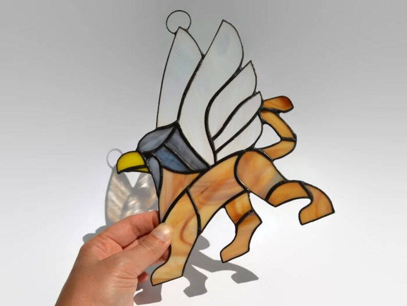 Gryphon Stained Glass Window Hangings for Home or Office. Etsy