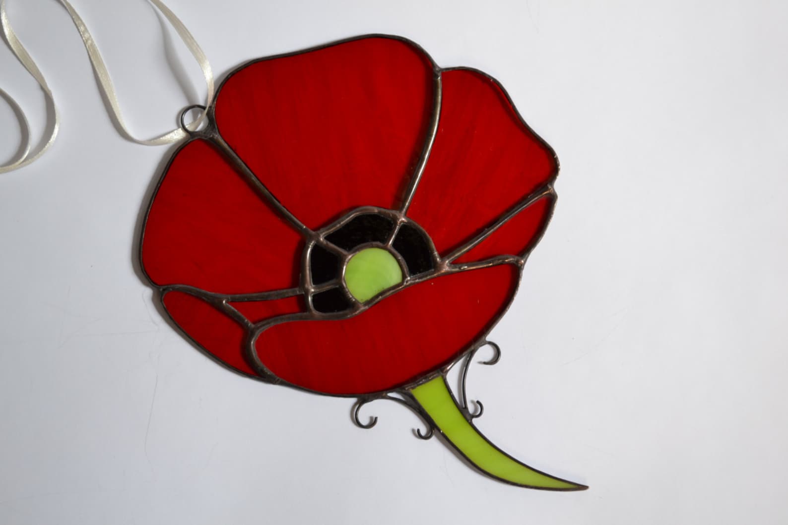 Red Poppy Stained Glass Window Hangings. Stained Glass Poppy - Etsy