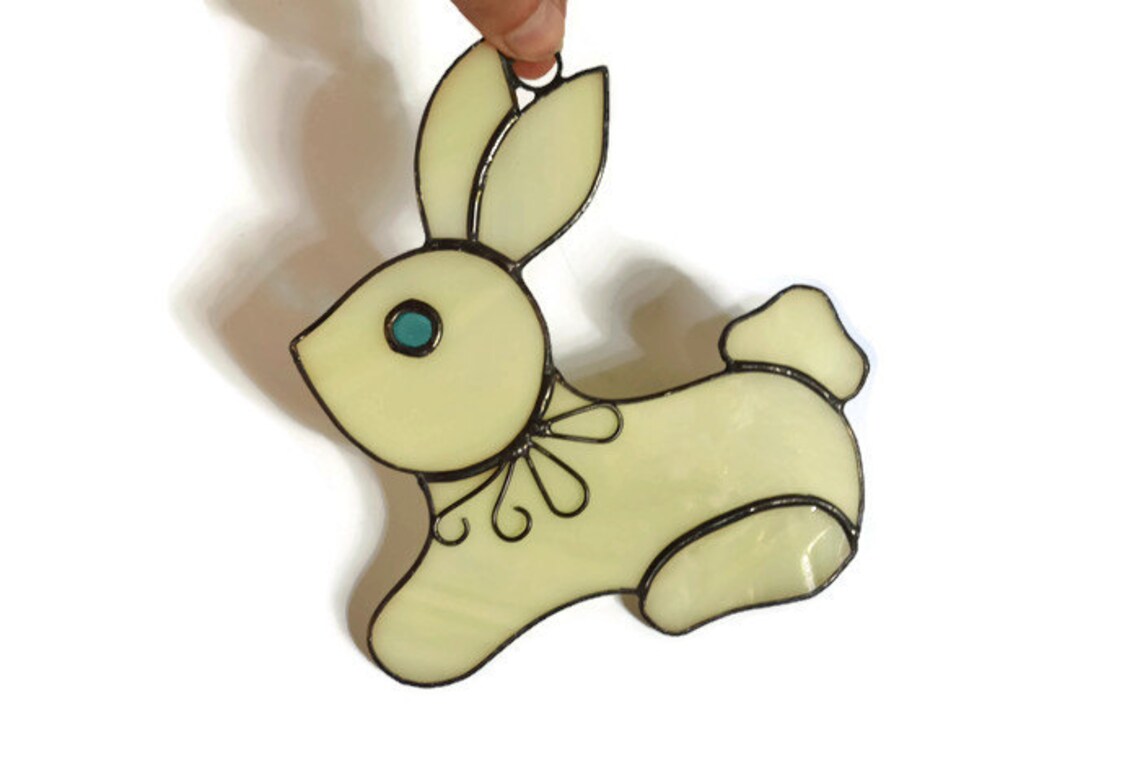 Stained Glass Rabbit Suncatcher Cute Bunny Sun Catcher Etsy