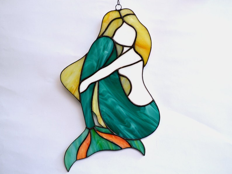 Large Mermaid Stained Glass Suncatcher image 5