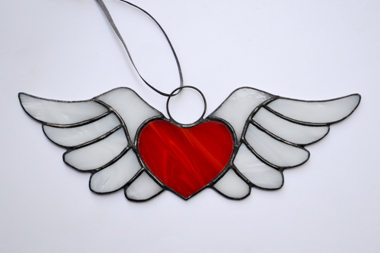 Stained Glass Heart with Wings Personalized on Request Etsy