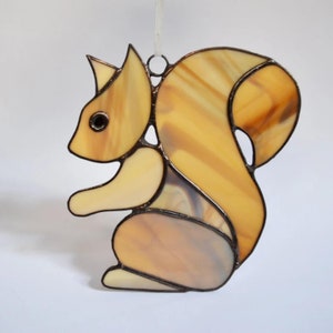 Vitral Esquilo Suncatcher Janela Pendurada ou Decoração de Parede - Woodland Bonito Animal Marrom Sun Catcher