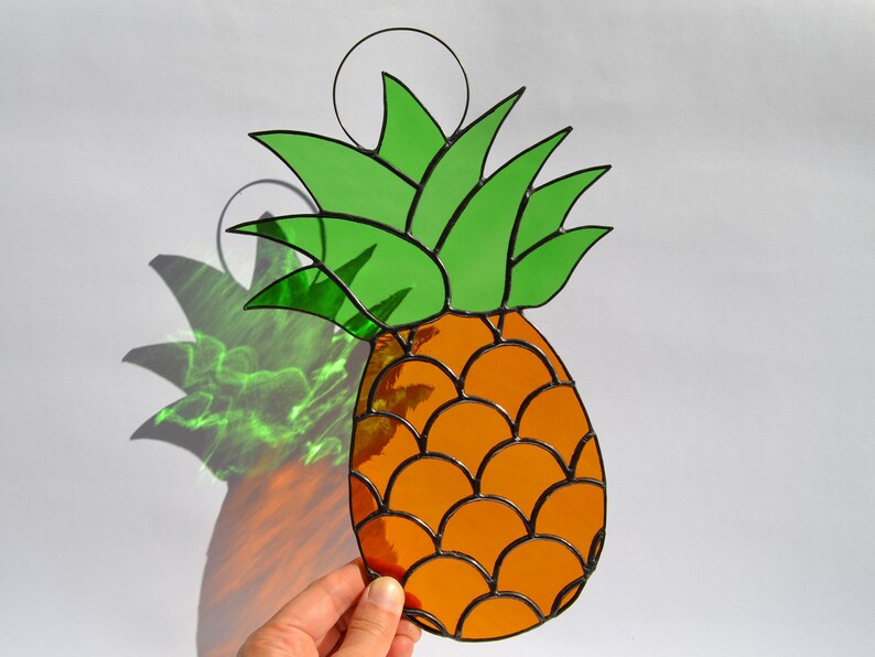 Stained Glass Pineapple Suncatcher. Pineapple Wall Hanging for Etsy