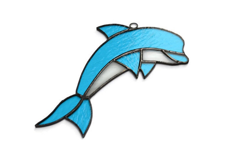 Stained Glass Dolphin Suncatcher. Dolphin Sun Catcher. Dolphin Etsy