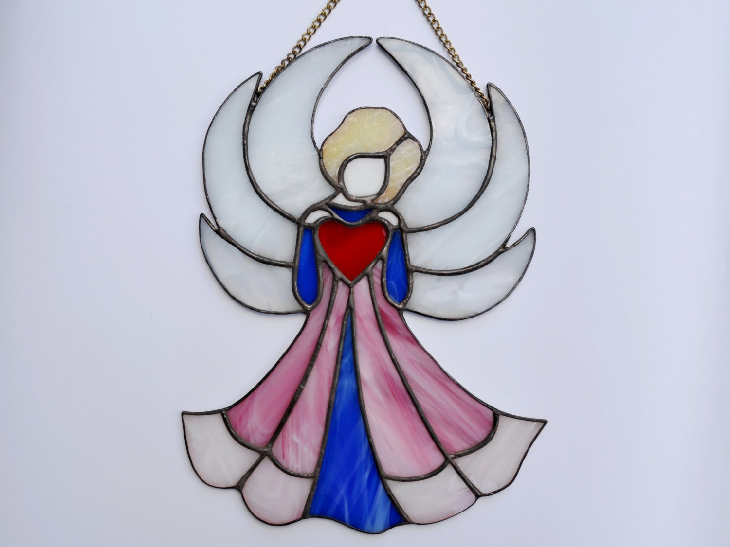 Large Stained Glass Angel Suncatcher Guardian Angel Stained Etsy