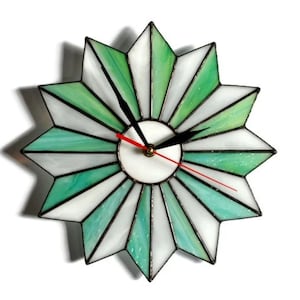 Beach Wanduhr 10 / 14 Zoll Teal Mint Grün. Mid Century Starburst Dekor für Zuhause oder Büro