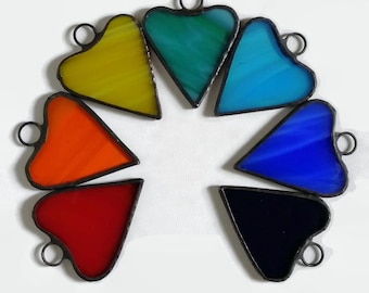 Rainbow Stained Glass Mini Heart Ornament Favors Set