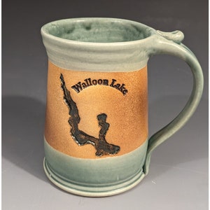 Handmade Walloon Lake Mug, Pottery Coffee Mug, Large Coffee Mug, Stoneware Lake Life Mug, Coffee Bar Decor, Unique Mug Gift