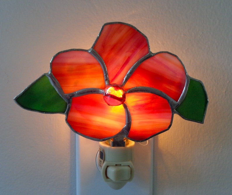 Stained Glass Hibiscus Flower Nightlights If Unavailable, You May Choose Your Colors Etsy