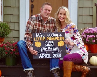 Halloween Pregnancy Announcement Sign / Adding a Little Pumpkin to Our Patch {DigitalDownload}