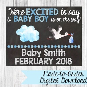 Boy Gender Reveal Pregnancy Announcement Sign {DigitalDownload}
