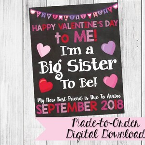 Valentinstag Schwangerschaft Ankündigung Zeichen großer Bruder große Schwester {sofortigen Download}