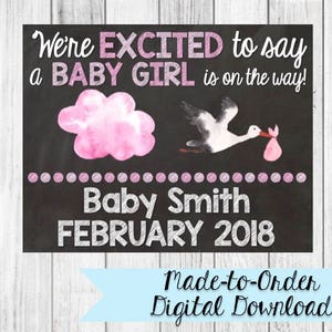 Girl Gender Reveal Pregnancy Announcement Sign {DigitalDownload}