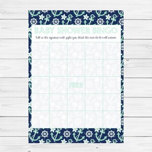 Baby Shower Bingo Nautical Anchors DIGITAL DOWNLOAD