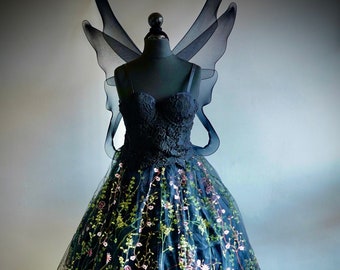 Halloween Evil Forest Fairy Queen Costume, Fairy fancy dress cosplay FREE FAIRY WINGS