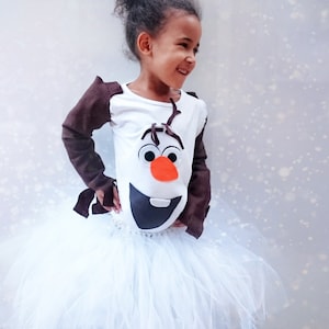 Disfraz de muñeco de nieve inspirado en Olaf para niña, Disney, Olaf, tutú y top, varios tamaños
