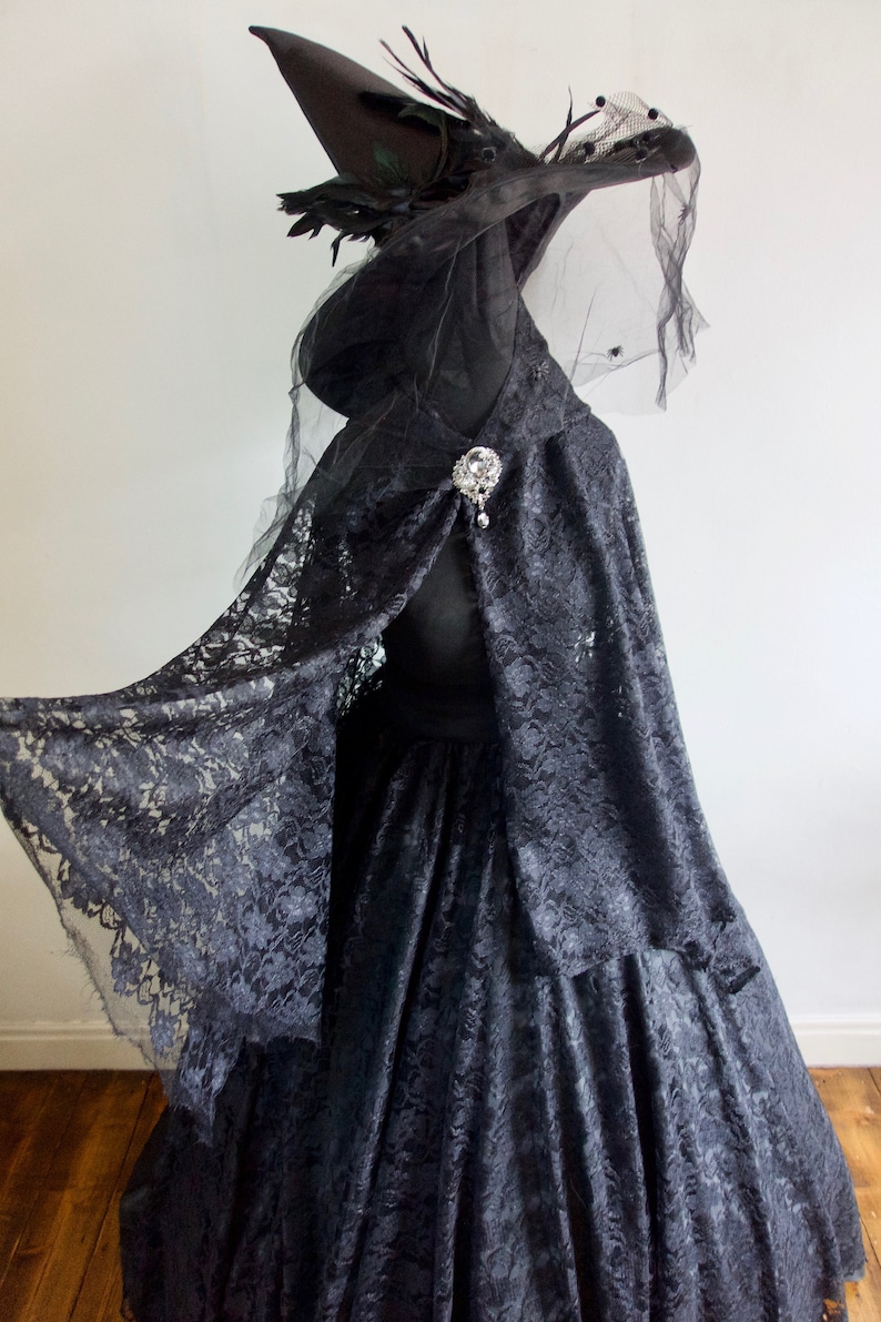 Halloween Wizard of Oz Evil Witch inspired Costume, Villain Party Fancy Dress, includes Free Hat Various Sizes image 1
