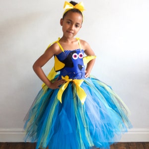 World Book Day, Finding Dory Inspired Tutu Dress, Fancy Dress Outfit Age&#39;s 3 up to Age 12