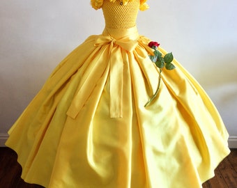 Disney Princess Belle Inspired Dress, Birthday, Prom, Wedding, Age 3 up to 12 yrs