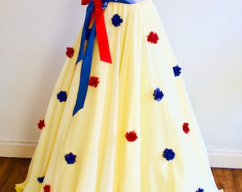 Schneewittchen inspirierter Frauen Maxi langer gelber Chiffonrock, Maßanfertigung (KOSTENLOSER VERSAND)