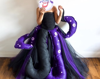 Disfraz de bruja marina Úrsula, disfraz infantil de villana de Halloween, con tentáculos desmontables.