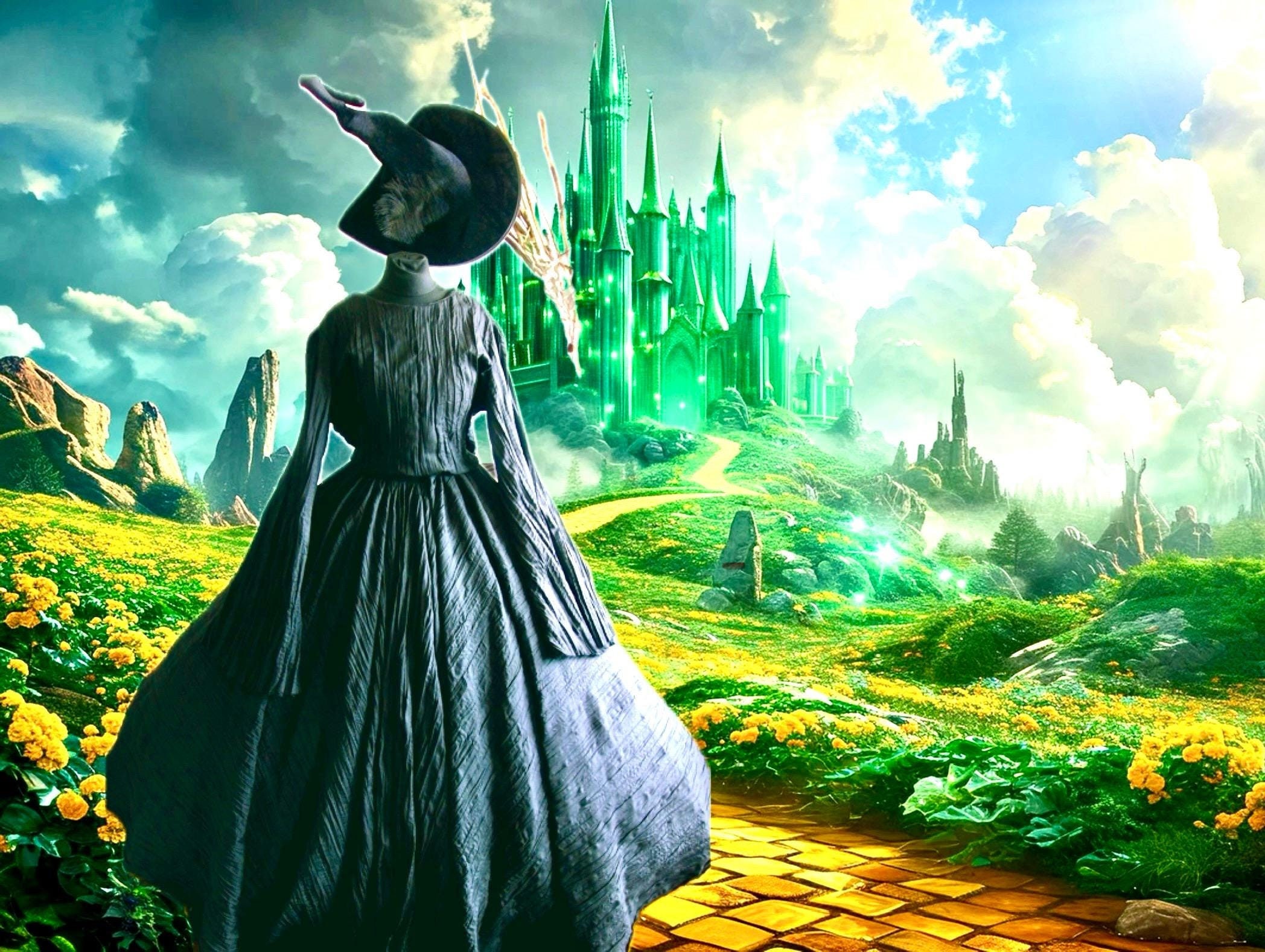 green emerald velvet dress Wizard of Oz Hanfu Set – Tencel Beizi, Green Sling & 4.5m Pleated Skirt main image 0