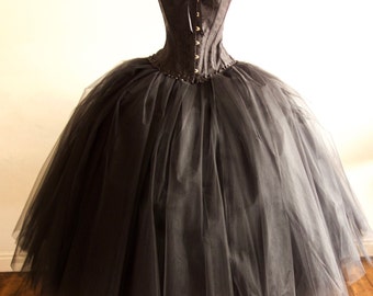 Halloween Women's Evening Tulle Skirt, Corset and FREE Witch hat, made to measure.