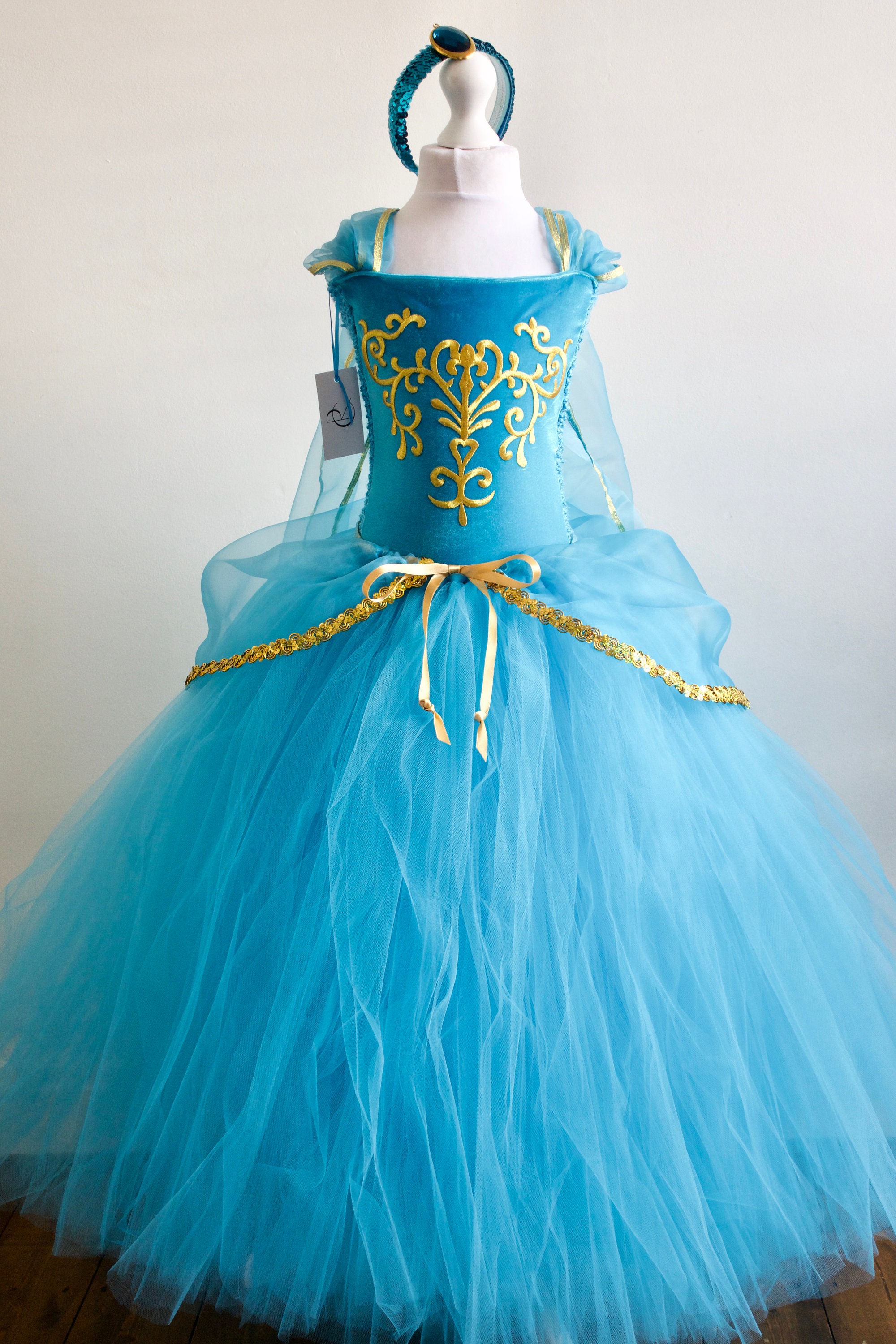 Flower Girl Dress Princess Dresses Jasmine Costume for Girls Aladdin Blue  Jasmine Dress Party Birthday Party Tulle Fancy Gowns 