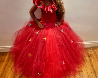 Princess Elena Of Avalor inspired Gown, Tutu dress, Flamenco Dress  Age 3 up to 12 yrs