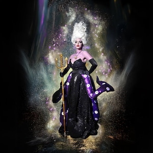 Women&#39;s Ursula Sea Witch inspired Costume, Halloween, Corset, Skirt & Tentacle Belt, Made to measure, Free International shipping