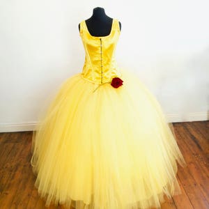 Women&#39;s Princess Belle inspired Corset & Skirt, Includes Petticoat,FREE Rose Brooch Made to Measure