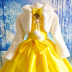 Princess Belle inspired Costume Dress, includes Faux Fur Jacket and FREE Tiara! Made to Measure Age 3yrs to 12yrs