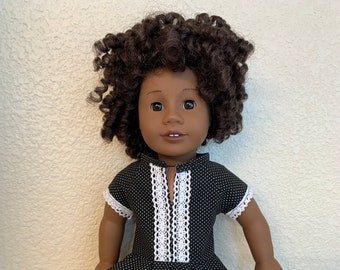Made to fit 18 inch doll/Black Polka-dot top and bike shorts