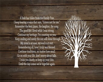 Sympathy Gift A Limb Has Fallen From Our Family Tree Wood Sign Canvas Wall Decor Christmas Gift, Family, Parent Memorial Bereavement Gift