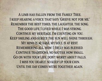Personalize Custom Name Sympathy Bereavement Gift A Limb Has Fallen Family Tree Wood Sign Canvas Wall Art Christmas Gift, Memorial Gift,