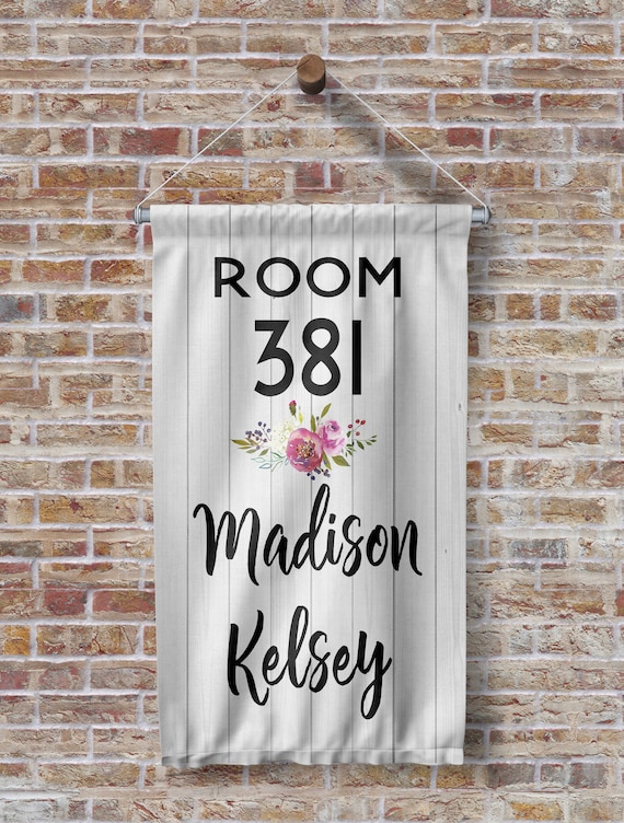 Custom Dorm Room Number Name Banner Sign Dorm Decor Etsy