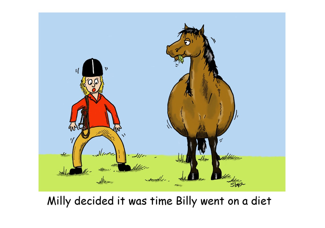 Four Funny Horse Cartoon Greetings Cards - Etsy