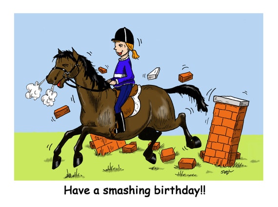 Birthday Card Funny Horse Cartoon Card | Etsy
