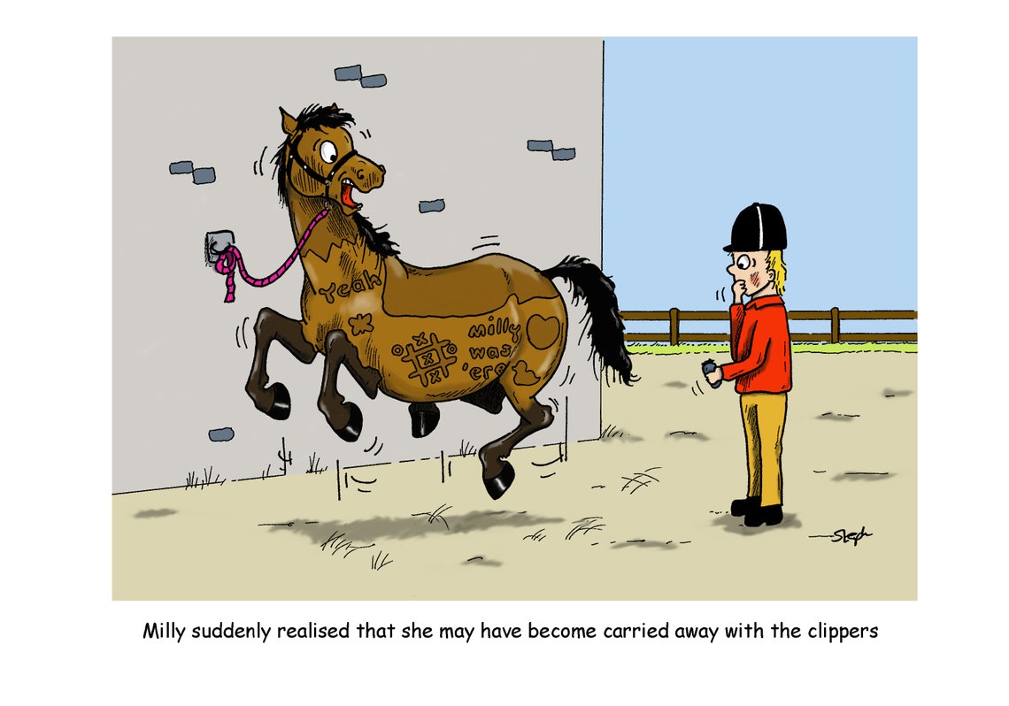 Four Funny Horse Cartoon Greetings Cards - Etsy