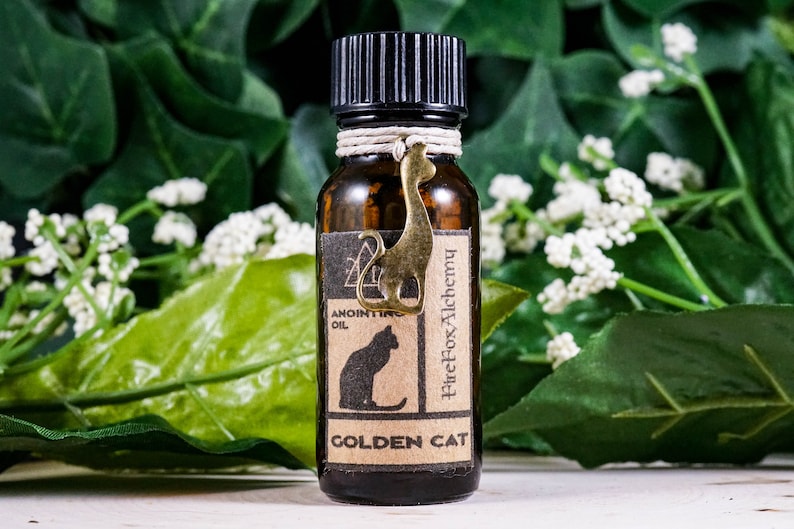 Golden Cat Oil Ritual Oil for Abundance, Success, Endurance, Ritual