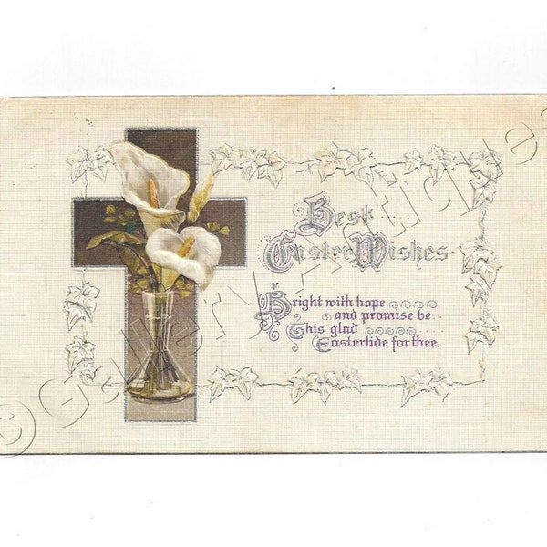 Antique embossed Colour Postcard  Best Easter Wishes by Wildt & Kray Series 2954 Postmarked 1914